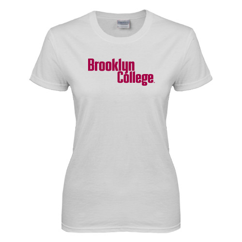 Womens White Short Sleeve Tee-Brooklyn College