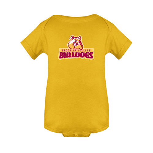 Gold Infant Onesie-Brooklyn College Athletic Mark