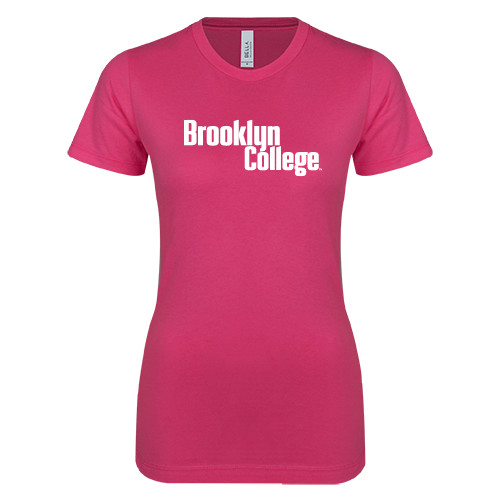 Next Level Womens Fuchsia Boyfriend Tee-Brooklyn College