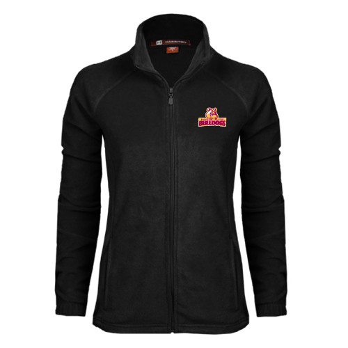 Womens Black Fleece Full Zip Jacket-Brooklyn College Athletic Mark