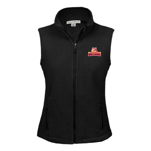 Womens Black Fleece Full Zip Vest-Brooklyn College Athletic Mark