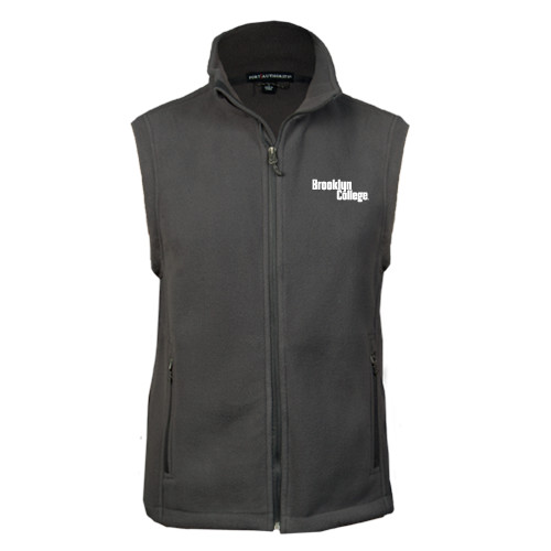 Charcoal Fleece Full Zip Vest-Brooklyn College