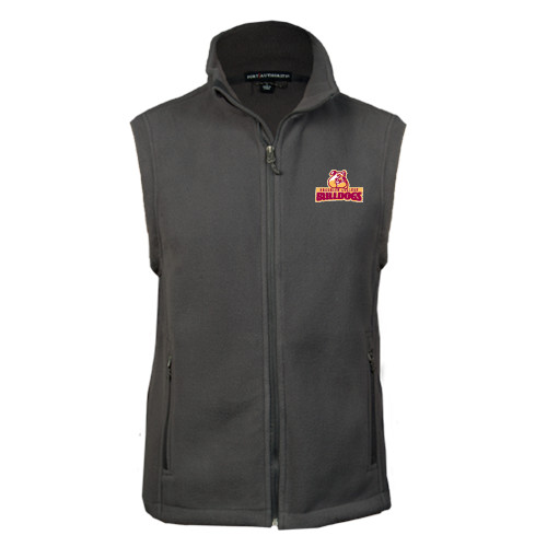 Charcoal Fleece Full Zip Vest-Brooklyn College Athletic Mark