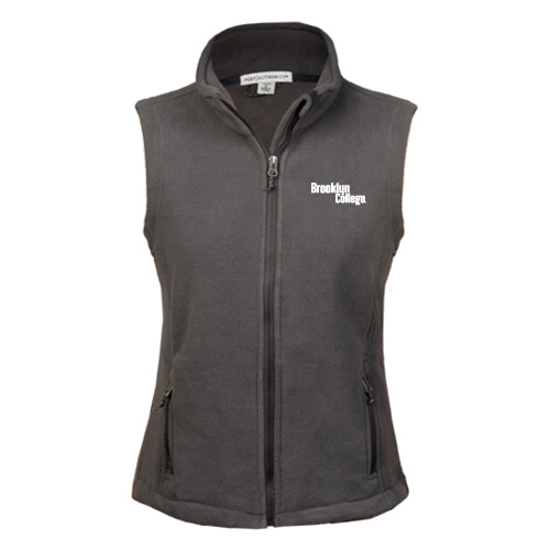 Womens Charcoal Fleece Full Zip Vest-Brooklyn College