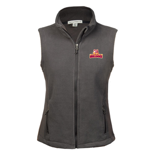 Womens Charcoal Fleece Full Zip Vest-Brooklyn College Athletic Mark