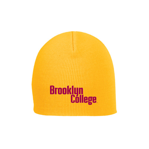 Gold Knit Beanie-Brooklyn College