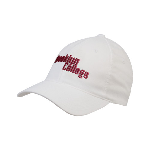 White Flexfit Structured Low Profile Hat-Brooklyn College