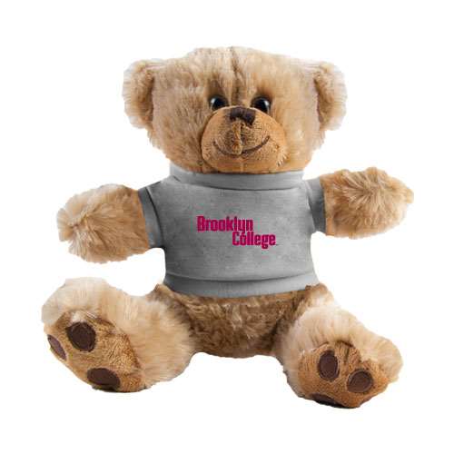 Plush Big Paw 8 1/2 inch Brown Bear w/Grey Shirt-Brooklyn College