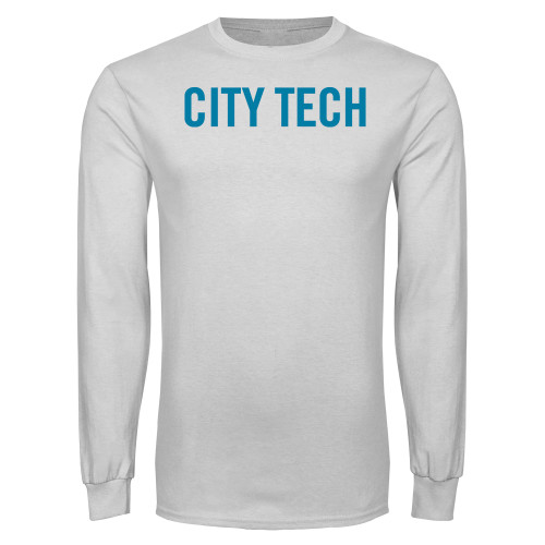 White Long Sleeve T Shirt-City Tech Logo