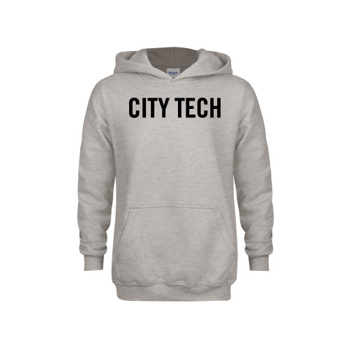 Youth Grey Fleece Hood-City Tech Logo