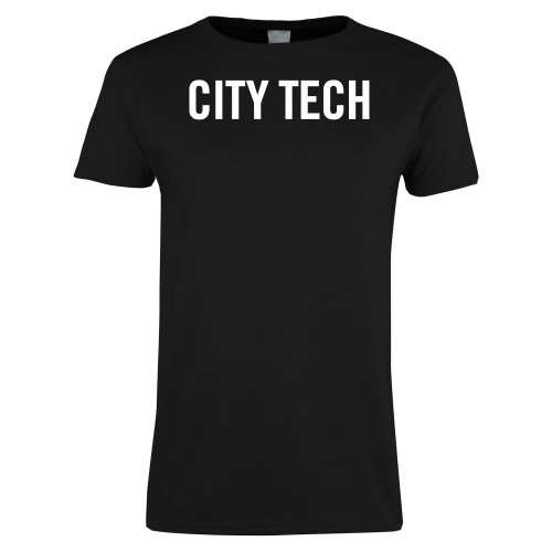 Womens Black Short Sleeve Tee-City Tech Logo