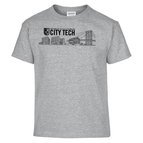 Youth Grey T Shirt-City Tech Skyline