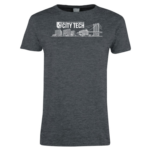 Womens Dark Heather Short Sleeve Tee-City Tech Skyline