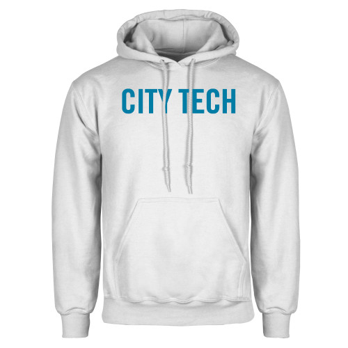 White Fleece Hoodie-City Tech Logo