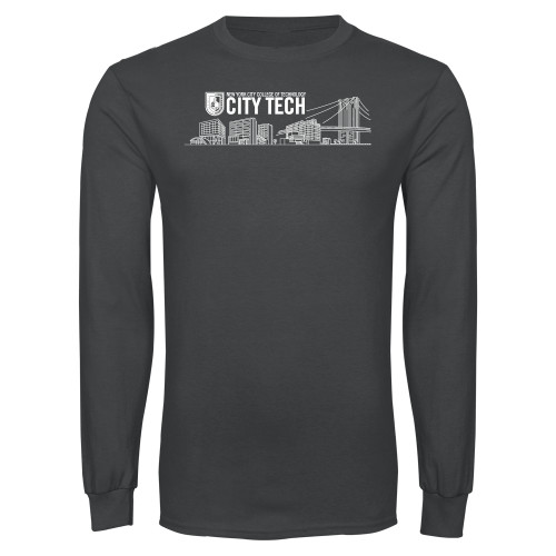 Charcoal Long Sleeve T Shirt-City Tech Skyline