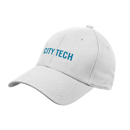 White Structured Adjustable Pro Style Hat-City Tech Wordmark
