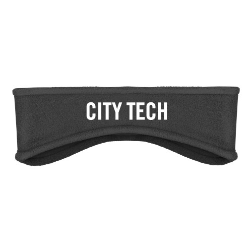 Charcoal Stretch Fleece Headband-City Tech Wordmark