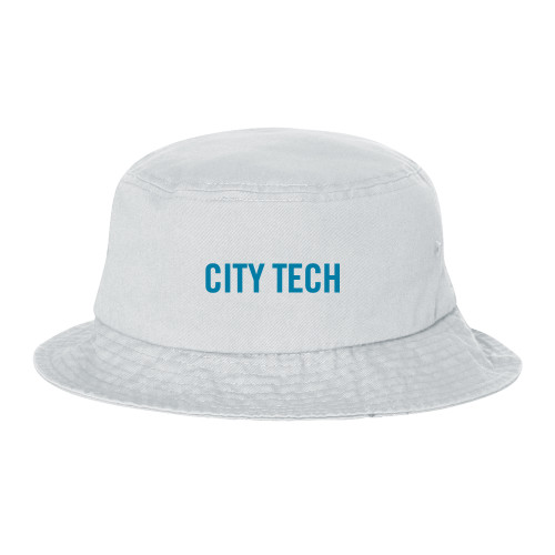Sportsman White Bucket Hat-City Tech Wordmark