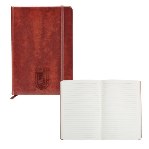 Fabrizio Brown Hard Cover Journal-City Tech Shield Engraved