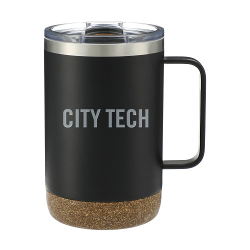 Valhalla Vacuum Insulated Camp Black Mug 14oz-City Tech Wordmark Engraved