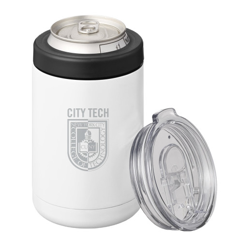 2 in 1 White Can Cooler Tumbler 12oz-City Tech Shield Engraved