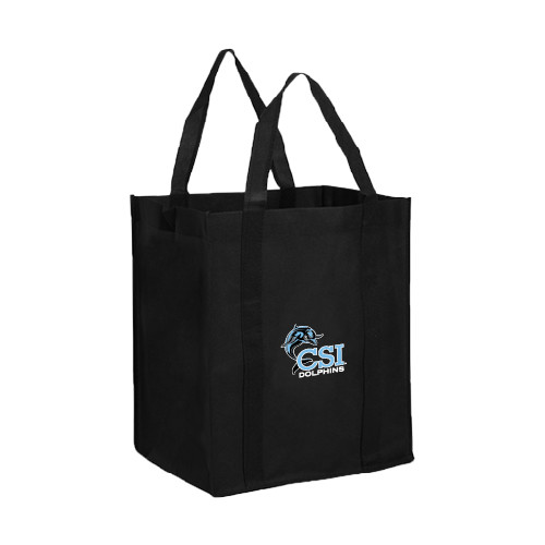 Non Woven Black Grocery Tote-Official Logo