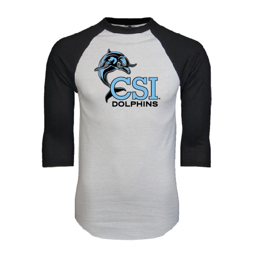 White/Black Raglan Baseball T Shirt-Official Logo