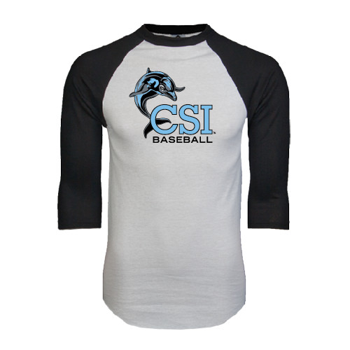 White/Black Raglan Baseball T Shirt-Baseball