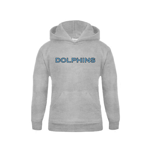 Youth Grey Fleece Hood-Dolphins