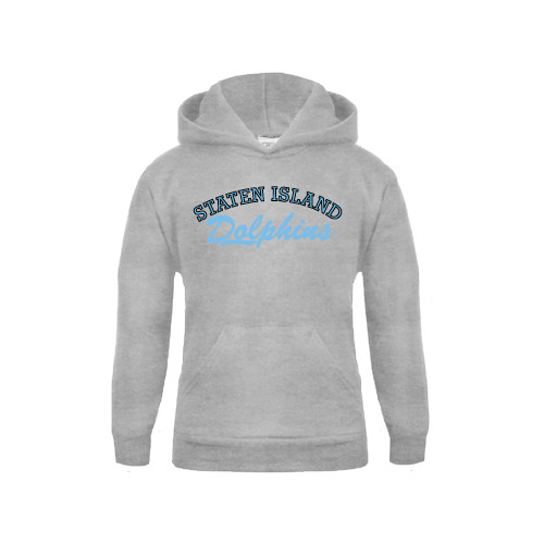 Youth Grey Fleece Hood-Staten Island Dolphins