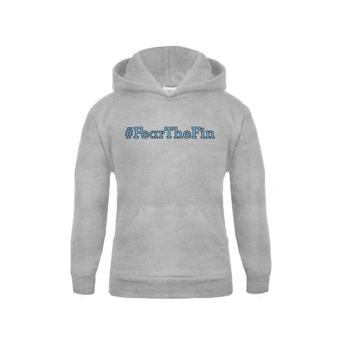 Youth Grey Fleece Hood-Fear the Fin