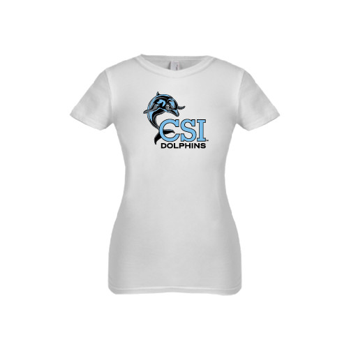 Next Level Girls White Fashion Fit T Shirt-Official Logo
