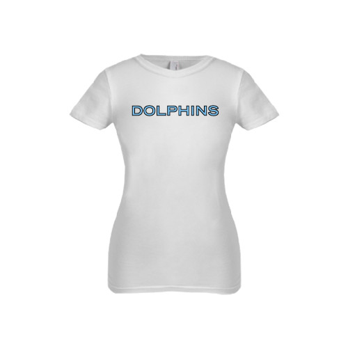 Next Level Girls White Fashion Fit T Shirt-Dolphins