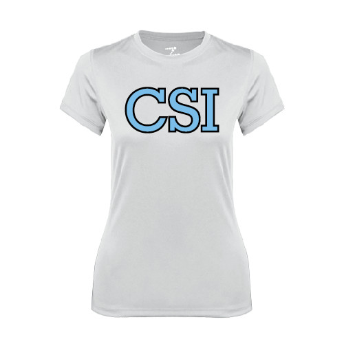 Womens White Performance Tee-CSI