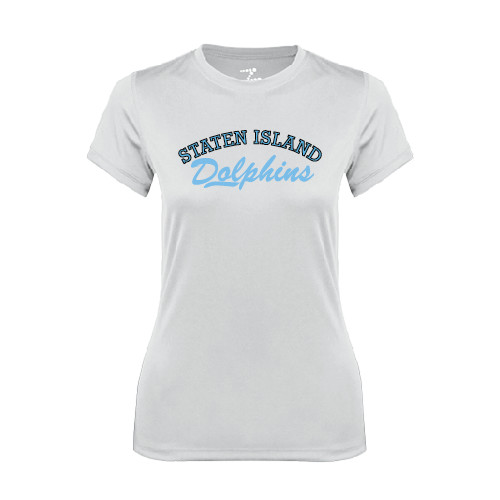 Womens White Performance Tee-Staten Island Dolphins