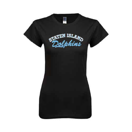 Next Level Womens Black Boyfriend Tee-Staten Island Dolphins