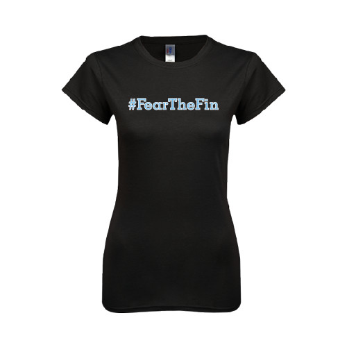 Next Level Womens Black Boyfriend Tee-Fear the Fin