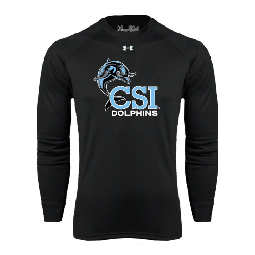 Under Armour Black Long Sleeve Tech Tee-Official Logo