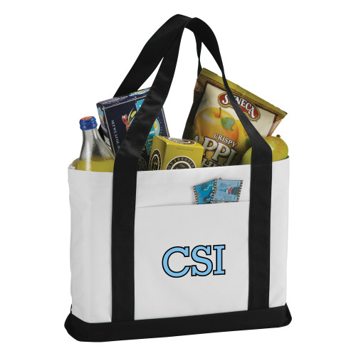 Contender White/Black Canvas Tote-CSI