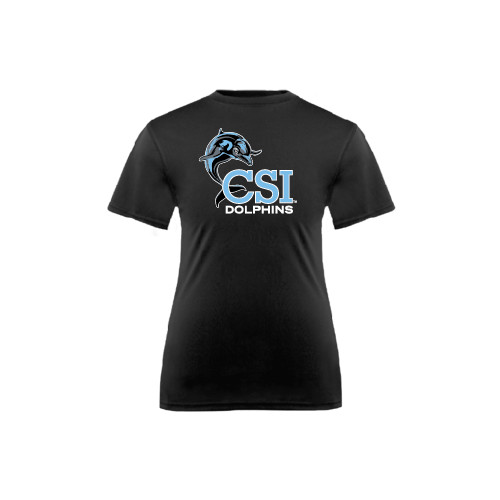 Youth Performance Black Tee-Official Logo