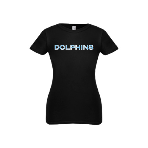 Next Level Girls Black Fashion Fit T Shirt-Dolphins