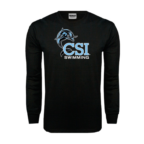 Black Long Sleeve T Shirt-Swimming