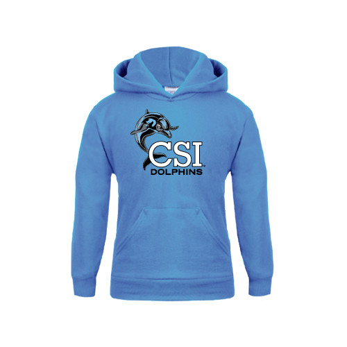 Youth Light Blue Fleece Hoodie-Official Logo