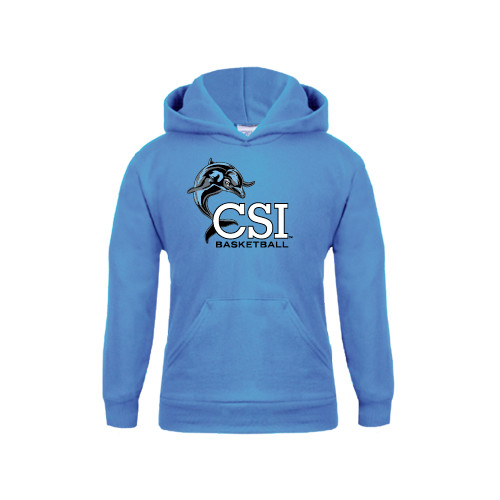 Youth Light Blue Fleece Hoodie-Basketball