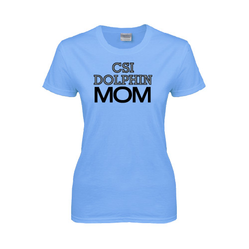 Womens Light Blue Short Sleeve Tee-Mom