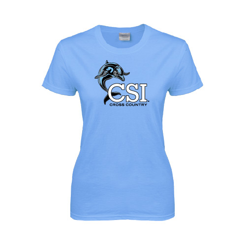 Womens Light Blue Short Sleeve Tee-Cross Country