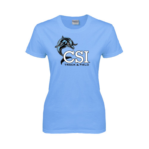 Womens Light Blue Short Sleeve Tee-Track and Field
