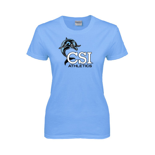 Womens Light Blue Short Sleeve Tee-Athletics