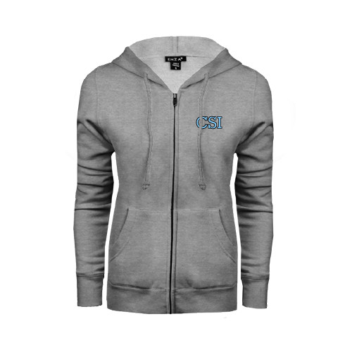 ENZA Womens Grey Fleece Full Zip Hoodie-CSI