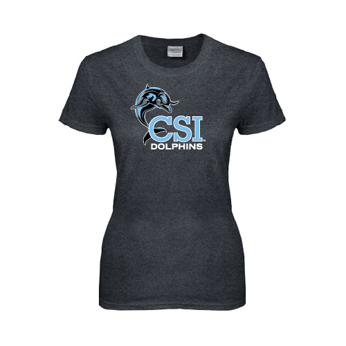 Womens Dark Heather Short Sleeve Tee-Official Logo